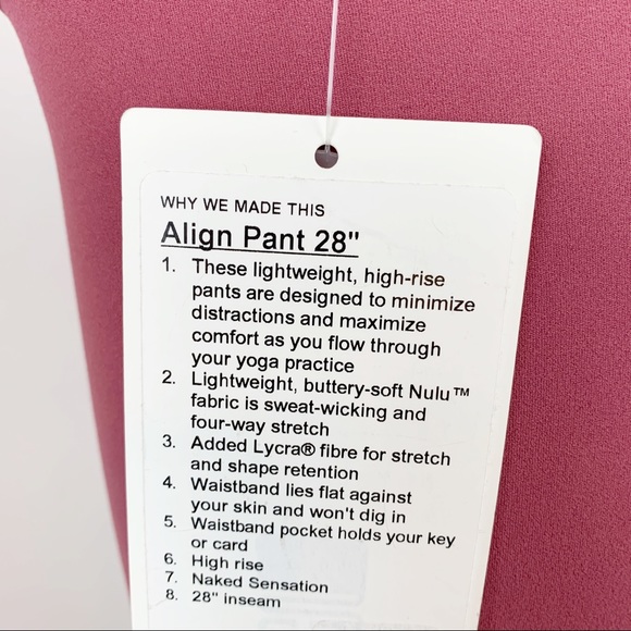 NWT LULULEMON ALIGN PANT 28”. Misty Mauve. - Picture 5 of 7